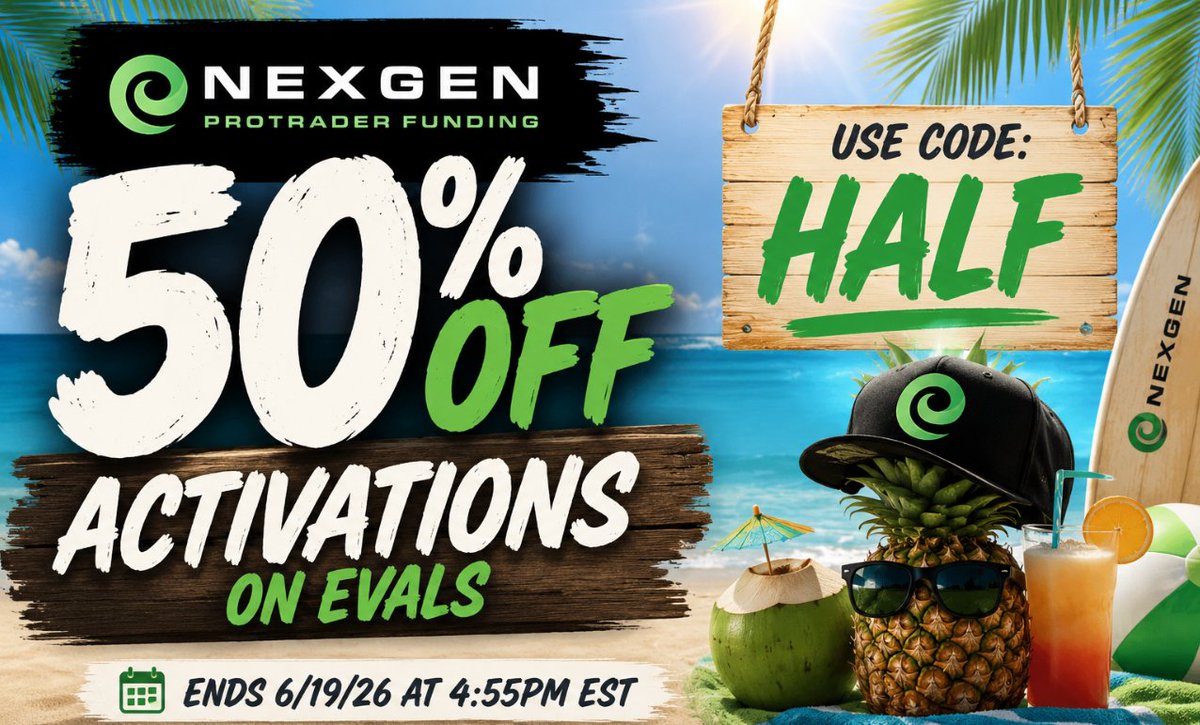nexgenprotrader's tweet photo. We heard you.

50% OFF Activation Fees is back.

✅ Code: HALF
⏰ Ends Friday 6/19 at 4:55 PM EST https://t.co/4b2Uv4oYIg