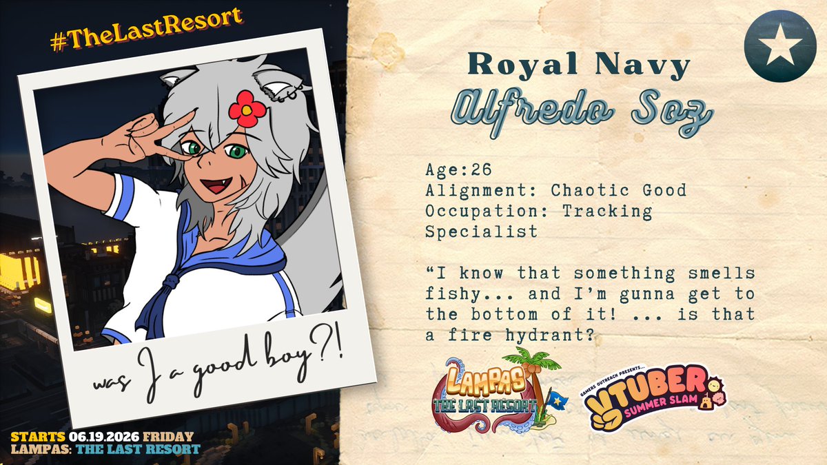 Xochipillivt's tweet photo. "You think I'm a good boy right?!"
Super excited to explore the world as Alfredo Soz!
#TheLastResort https://t.co/7EOscqzT8B