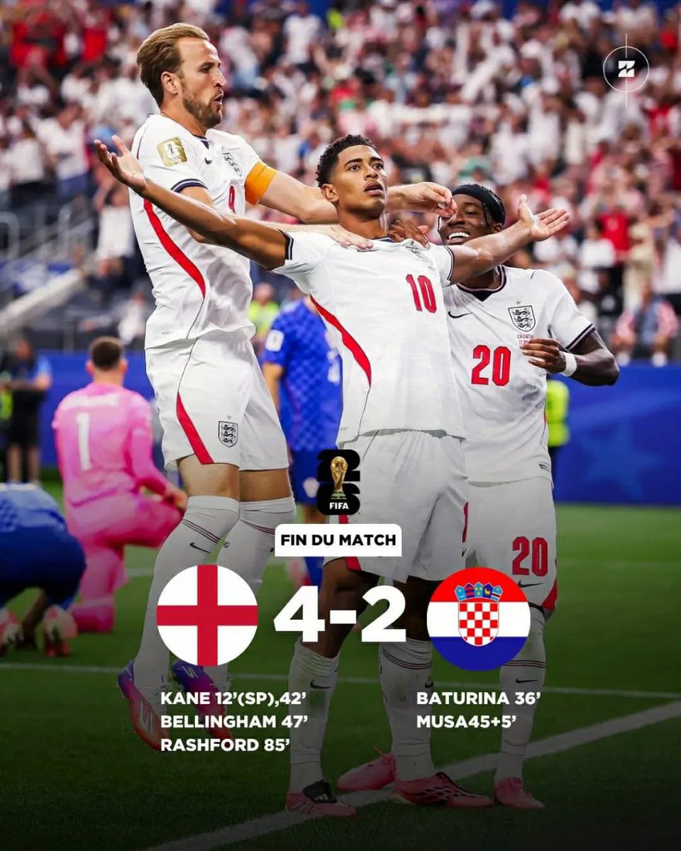 lereliefhaiti's tweet photo. La promesse d'un choc a tenu en partie, mais la hiérarchie a été respectée. L'Angleterre a écarté la Croatie sur le score de 4-2, ce mercredi 17 juin 2026, grâce à un festival offensif mené par un Harry Kane impérial (doublé, dont un penalty à la 12e), un Jude Bellingham étincelant (47e) et un Marcus Rashford opportuniste (85e). Si les coéquipiers de Modrić ont montré du cœur pour recoller deux fois au score, ils ont trop souvent cédé sur des transitions anglaises fulgurantes et des erreurs de marquage rédhibitoires.

La Croatie repart avec les honneurs, mais sans points.

L'Angleterre, elle, envoie un message clair à ses concurrents : elle est prête à aller loin.