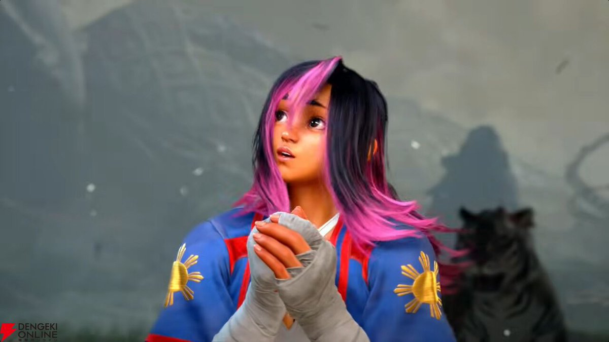 dengekionline's tweet photo. 『スト6』ヤスミンのゲームプレイトレーラーが公開。ブーメランのような軌道の飛び道具がパッと見強そう
https://t.co/GUORlQjULV

百鬼襲のような空中移動技や、一時的に強化状態になるSAがある様子。勝利ポーズでは髪をおろした姿も。 https://t.co/AyqRXsFQag