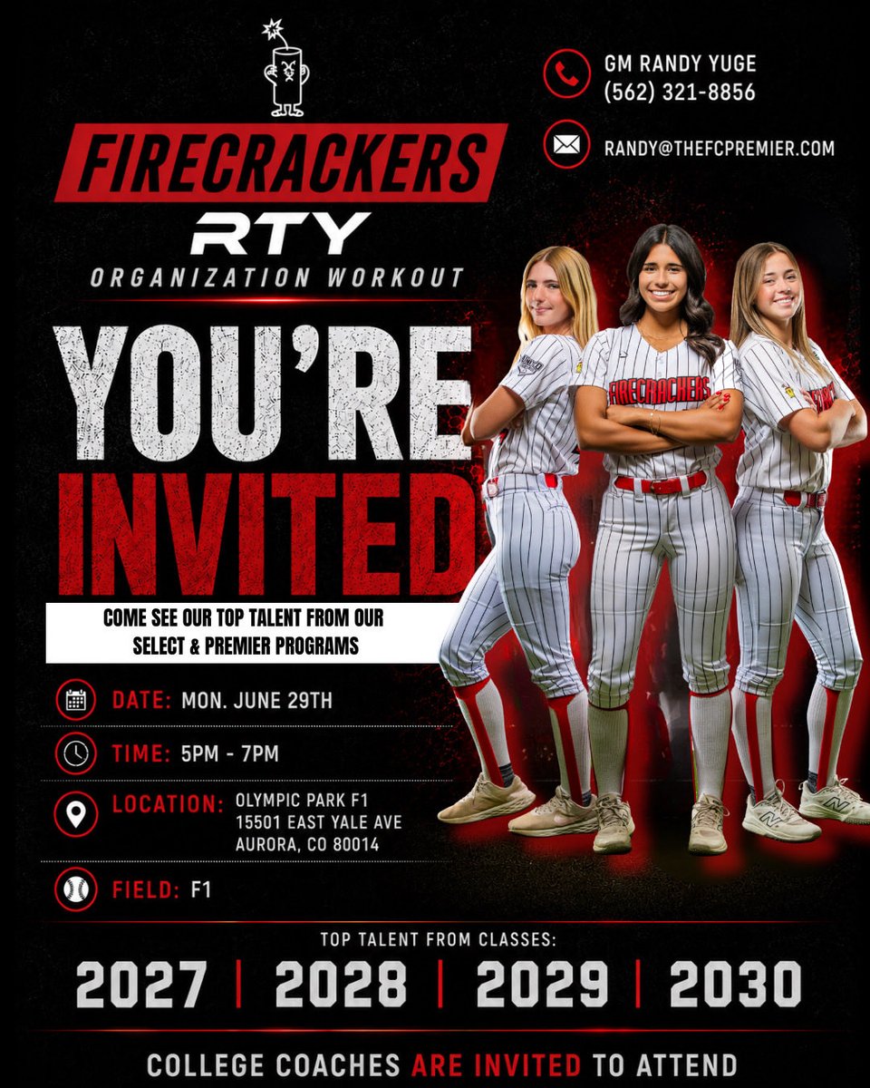 jayrod2029's tweet photo. Excited for another year of Colorado Sparklers
Kicking it off with a college camp on Sunday, June 28th
Followed by Firecracker RTY organizational on Monday, June 29th
Then Power Pool begins Tuesday, June 30th
#godfirst #softball #coloradosparkler https://t.co/FdDj8mxyKM
