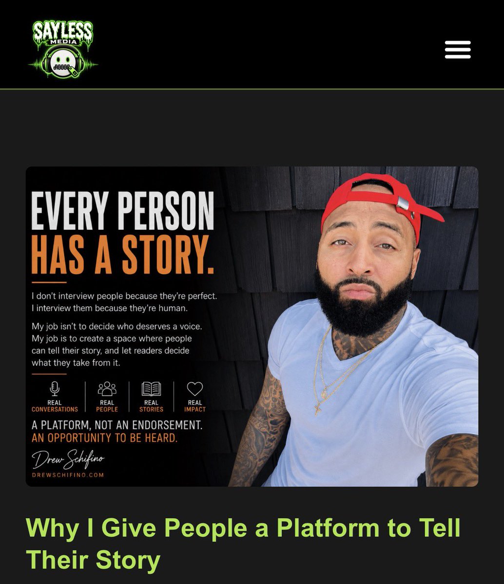 drewfino15's tweet photo. People ask why I interview certain people. Simple: everybody has a story. My goal isn’t to tell people what to think. It’s to give people the chance to share their experiences and let readers decide for themselves. Sometimes the best thing we can do is listen. #LinkInComments https://t.co/a4jqCNWFrV