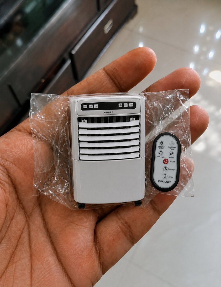 Hackbiee's tweet photo. 🚪 Kak Pintu: "Finally new AC (Air Conditioner) in my house" ❄️✨

🏠 Saya: "Finally new AC (Air Cooler) in my house" 💨🧊 https://t.co/CTuOZAxseJ
