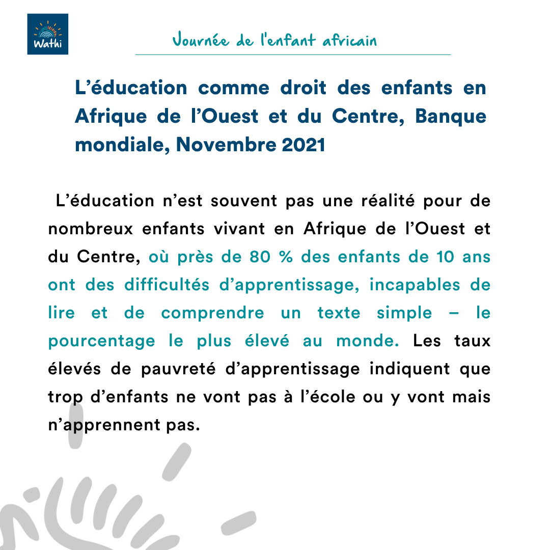 WATHI_ThinkTank's tweet photo. À l’occasion de la Journée de l’enfant africain, célébrée chaque 16 juin en mémoire des enfants de Soweto tombés en 1976 lors d’une manifestation contre l’apartheid, voici 3 ressources à lire ou relire sur l’éducation des enfants en Afrique de l’Ouest :
🔸 L’éducation comme droit des enfants en Afrique de l’Ouest et du Centre, Banque mondiale, Novembre 2021
https://t.co/8xQotAxKzB
🔸Le défi du financement d’une éducation de masse et de qualité en Afrique de l’Ouest
https://t.co/qdZUWiMtxZ
🔸Éducation dans les situations d’insécurité en Afrique de l’Ouest
https://t.co/Vm49Es5rEs

Ces lectures permettent de mieux comprendre les défis liés au droit à l’éducation, au financement de l’école et à la scolarisation des enfants dans les contextes d’insécurité.