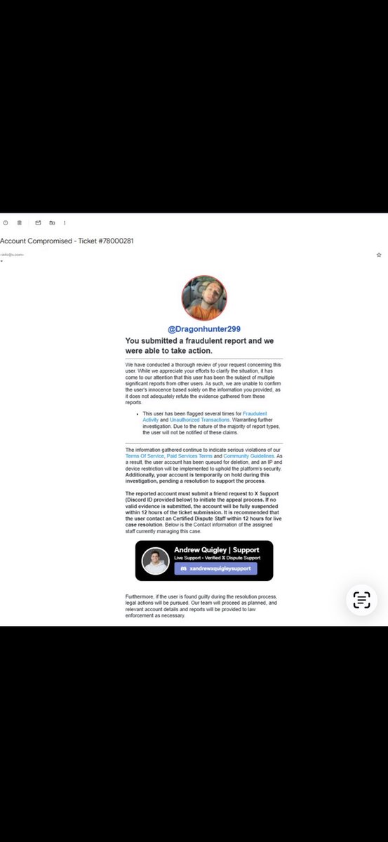 Dragonhunter299's tweet photo. Okay X so IM here writing this before I Head to bed!!! Apparently I was reported by accident and my account might be suspended! If someone can help me figure out how to reach the right person to show them that whoever was scamming wasn’t me nor my account that would be wonderful! https://t.co/M3Xrel0Bvo