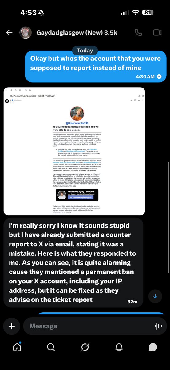 Dragonhunter299's tweet photo. Okay X so IM here writing this before I Head to bed!!! Apparently I was reported by accident and my account might be suspended! If someone can help me figure out how to reach the right person to show them that whoever was scamming wasn’t me nor my account that would be wonderful! https://t.co/M3Xrel0Bvo