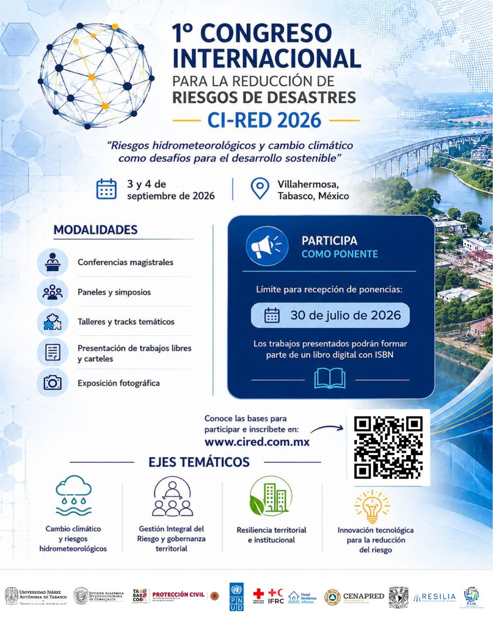 c13tabasco's tweet photo. 📰 | Tabasco será sede del 1er. Congreso internacional para la reducción de riesgos de desastres 2026.

#Tabasco | #Noti13 https://t.co/izGSpqs11T