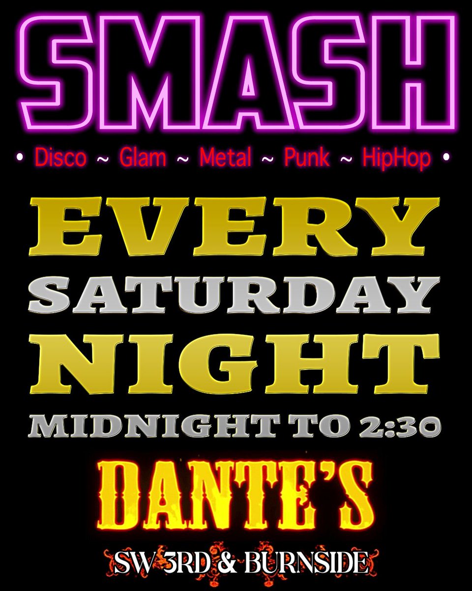 DantesLive's tweet photo. 🤘Every Friday and Saturday end the night with us at our late night parties HOT WAX and SMASH. DJs will playing disco~glam~metal~punk from 12am - close. 🎟️ https://t.co/IMisYAdvqV https://t.co/9G7tkUz1eM