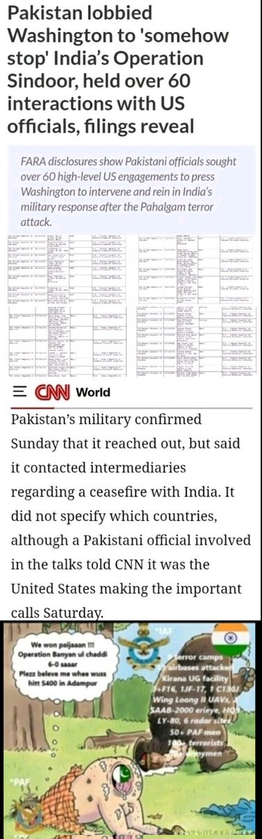 Ravin5770's tweet photo. https://t.co/kBm0hV3upa
@SubhanJaved911 Why jf 17 blunder grounded &amp; couldn't launch a single ALCM at any IAF base on 10may?
why the hell PAF did surrendered &amp; pleaded for CF even in ur delusional world if u think u haven't suffer heavy losses in air &amp; ground 
Read this 👇 https://t.co/PmGZtUdl2S