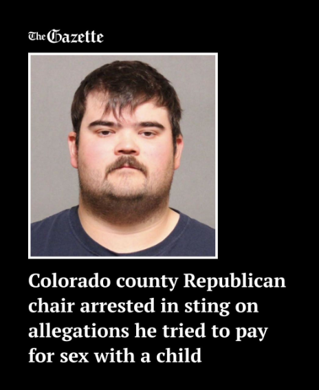 YourAnonNews's tweet photo. 🚨MAGA PEDO ALERT🚨: MAGA pedo Hunter Rivera, the 24-year-old Chairman of the Weld County Republican Party, was arrested on suspicion of trying to buy sex from Larimer County Sheriff’s Office investigators who posed as minors as part of an operation targeting child predators. https://t.co/ZTGOp39xmB