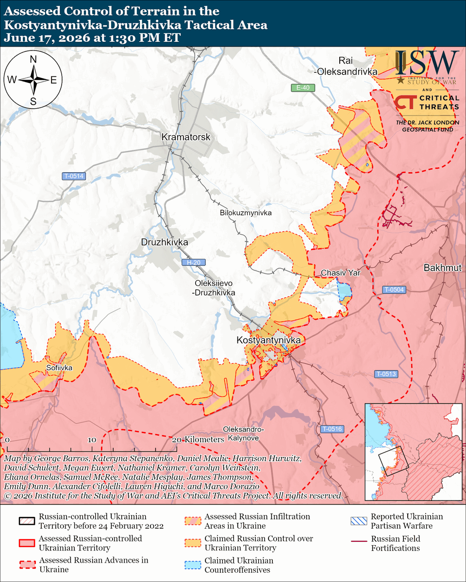 TheStudyofWar's tweet photo. NEW: The Group of Seven (G7) reaffirmed its unified support for Ukraine and its interest in re-engaging in peace talks to end the war in Ukraine.

Other Key Takeaways:

The United States, Europe, and Ukraine are reportedly in talks to extend US licenses to produce US weapons abroad, but it is unclear where this production would take place.

Ukraine’s long-range strike campaign against Russian energy infrastructure continues to cause gasoline shortages across the country, hindering Russia’s crude oil production and pushing Russia to maximize crude oil exports.

Russia appears to be capitalizing on an alleged Ukrainian strike to narratively align Belarus with its recent information operations that aim to justify devastating Russian strikes against Ukraine.

Neither Ukrainian nor Russian forces recently advanced.

Ukraine’s long-range strike campaign continues to force Russian authorities to restrict airspace across several Russian oblasts. Russian forces launched 119 drones against Ukraine overnight.