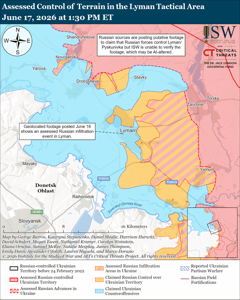 TheStudyofWar's tweet photo. NEW: The Group of Seven (G7) reaffirmed its unified support for Ukraine and its interest in re-engaging in peace talks to end the war in Ukraine.

Other Key Takeaways:

The United States, Europe, and Ukraine are reportedly in talks to extend US licenses to produce US weapons abroad, but it is unclear where this production would take place.

Ukraine’s long-range strike campaign against Russian energy infrastructure continues to cause gasoline shortages across the country, hindering Russia’s crude oil production and pushing Russia to maximize crude oil exports.

Russia appears to be capitalizing on an alleged Ukrainian strike to narratively align Belarus with its recent information operations that aim to justify devastating Russian strikes against Ukraine.

Neither Ukrainian nor Russian forces recently advanced.

Ukraine’s long-range strike campaign continues to force Russian authorities to restrict airspace across several Russian oblasts. Russian forces launched 119 drones against Ukraine overnight.