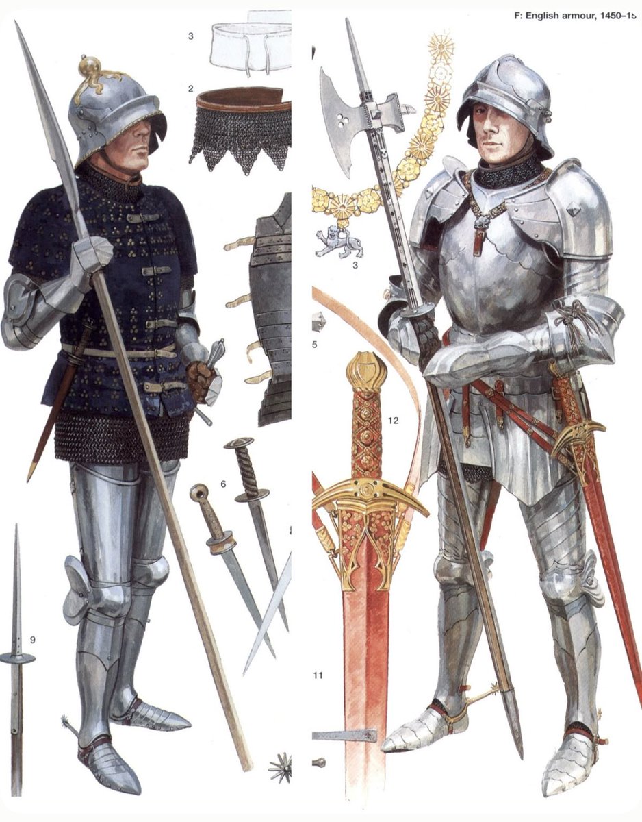 Argonaut1535's tweet photo. 🏴English Armor/Men-At-Arms c. 1450-1500
Artwork by Graham Turner #armor #england #medieval #sallet #waroftheroses #grahamturner #middleages #armour #history https://t.co/Zr3BqOiclq