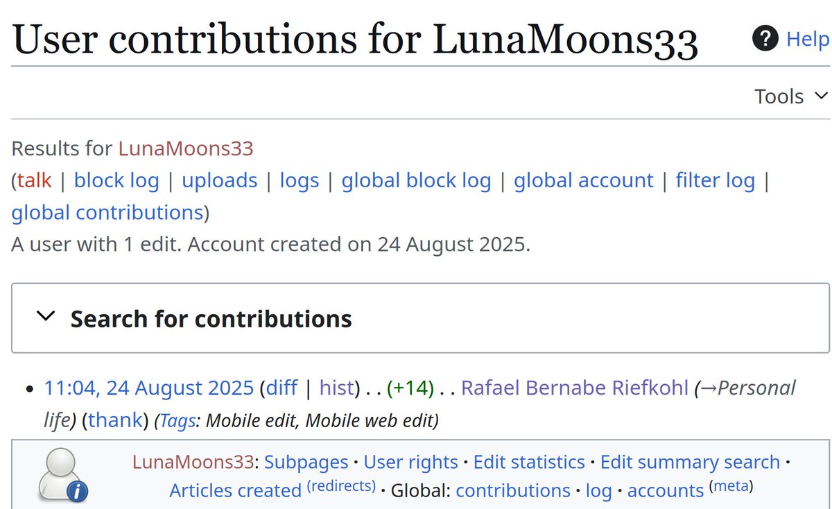 JSoteroEsteva's tweet photo. @BernabeMVC Wikipedia no le asignó religión. Fue el usuario LunaMoons33 el 24 de agosto pasado. Es la única edición que ha hecho a una página de Wikipedia y sospecho que su producción literaria (que se limita, entonces, a 3 palabras). https://t.co/pIrBiEdcWA