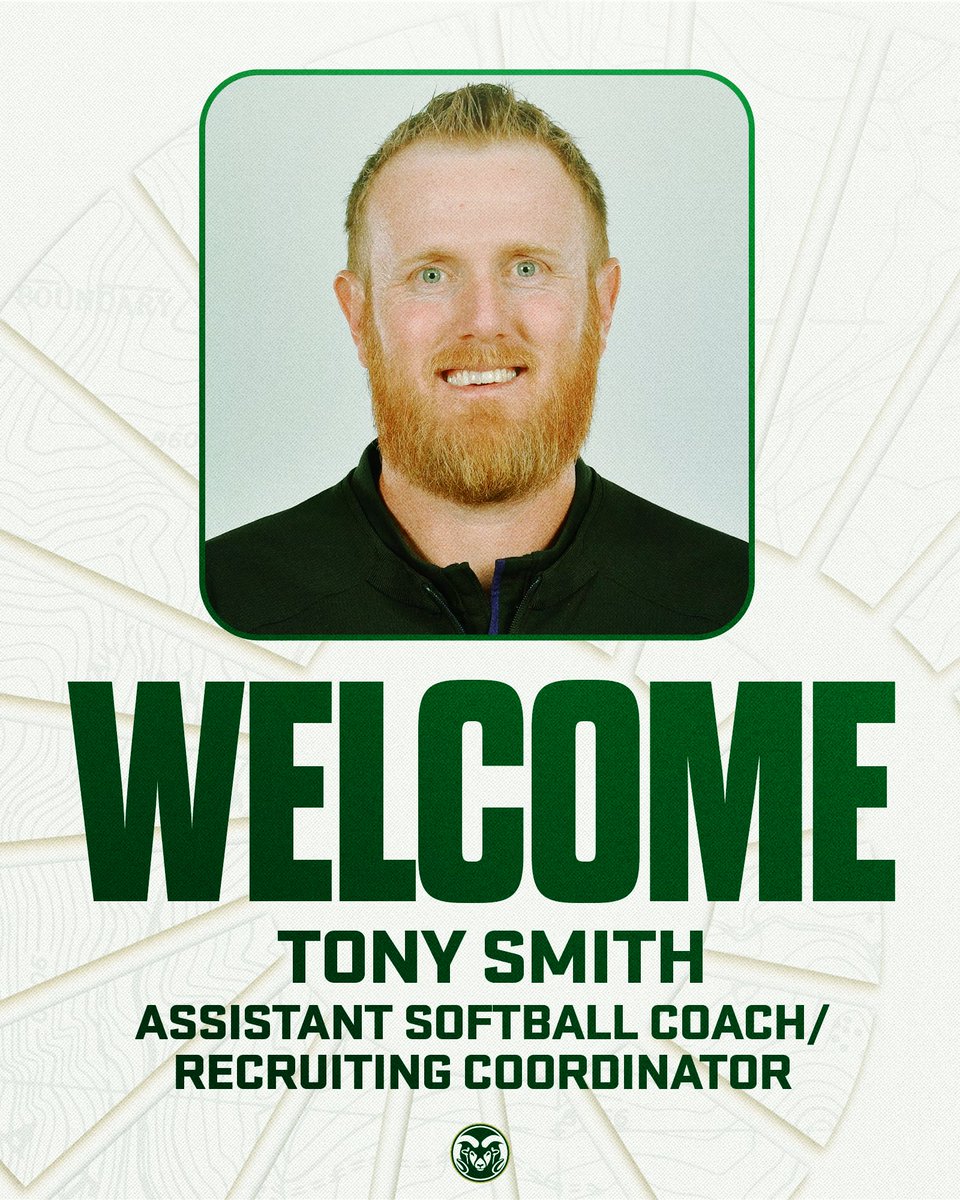 CSUSoftball's tweet photo. Welcome to Fort Collins, 𝙏𝙤𝙣𝙮! 🐏

We're thrilled to announce Tony Smith, joining the coaching staff as an assistant coach and recruiting coordinator!

#Relentless x #CSURams https://t.co/2S21BAfTBh
