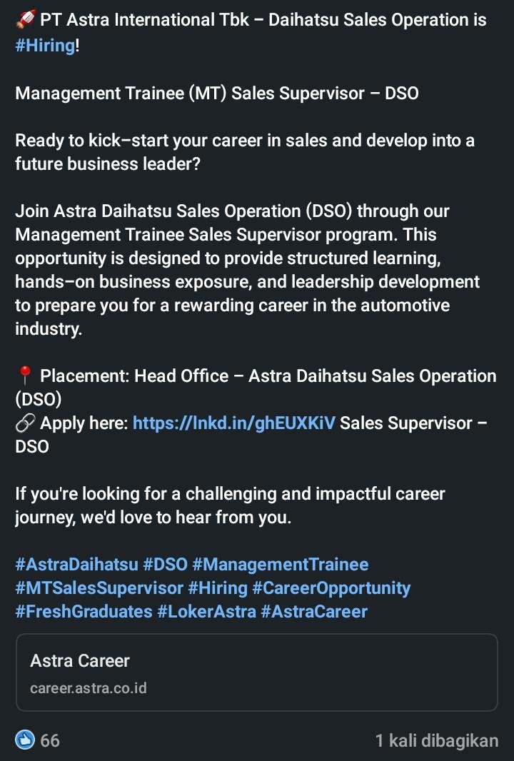 xarendul's tweet photo. SELAMAT PAGI! 😍✨

AKU ADA INFO LOKER DARI LINKEDIN YA, SEMOGA ADA YG COCOK SAMA KALIAN🫶🏻

BANTU REPOST YA GUYS, TERIMA KASIH❣️ https://t.co/7s4IVVudpc