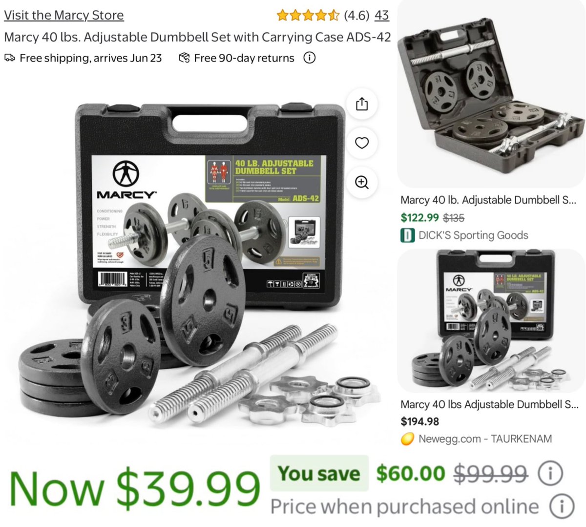 glitchaddicts's tweet photo. $120+ ADJUSTABLE DUMBBELL SET FOR $39 

Walmart just dropped this set at its lowest price ever online

https://t.co/CYrP2Ykfir #ad 

Marcys 40lbs adjustable dumbbell set, listed at other retailers for $120+ https://t.co/BjfPCF4Qkt