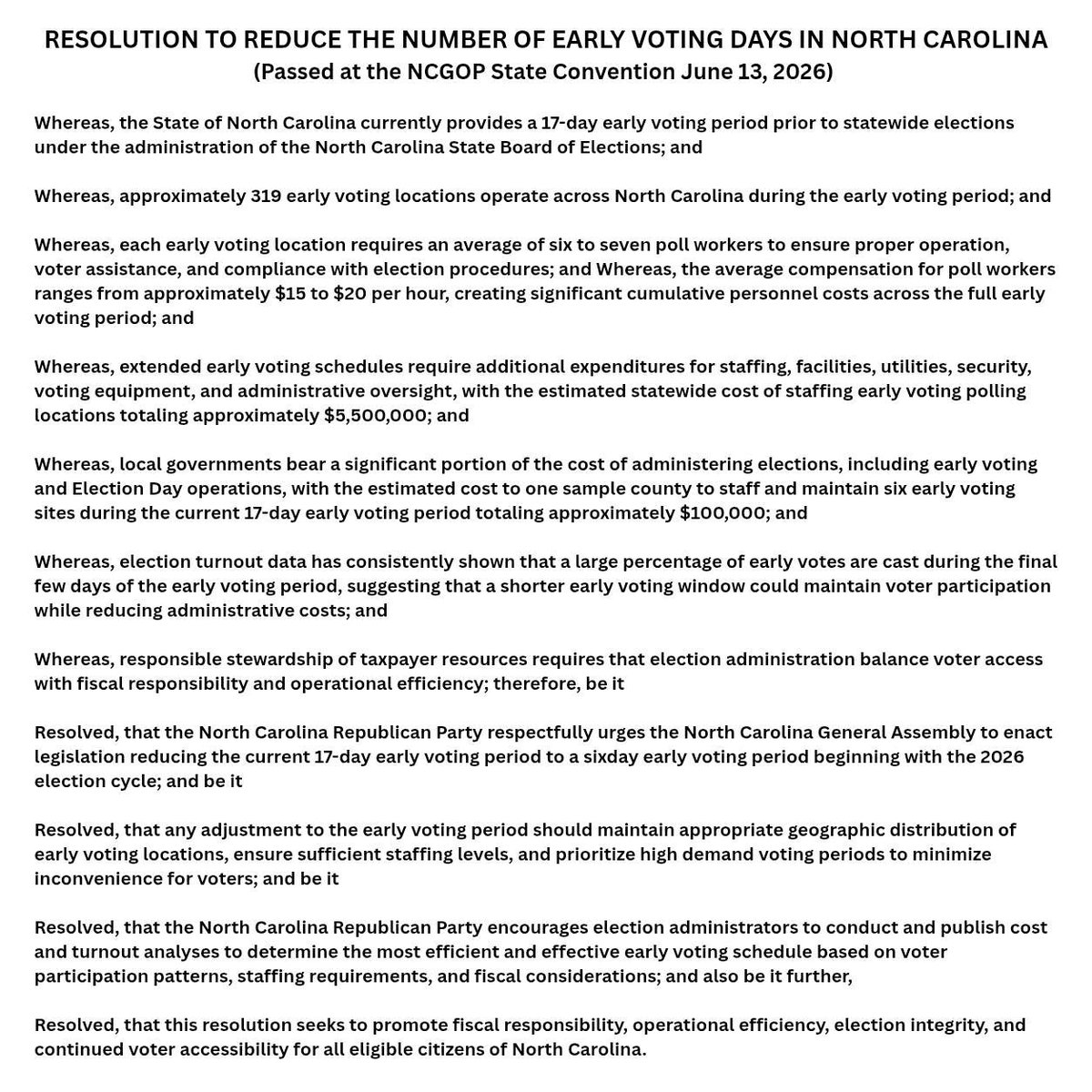 UnionNCGOP's tweet photo. Letter from the Chairman on shortening early voting days in North Carolina👇
(he says yes btw) https://t.co/mulpVKjZOk