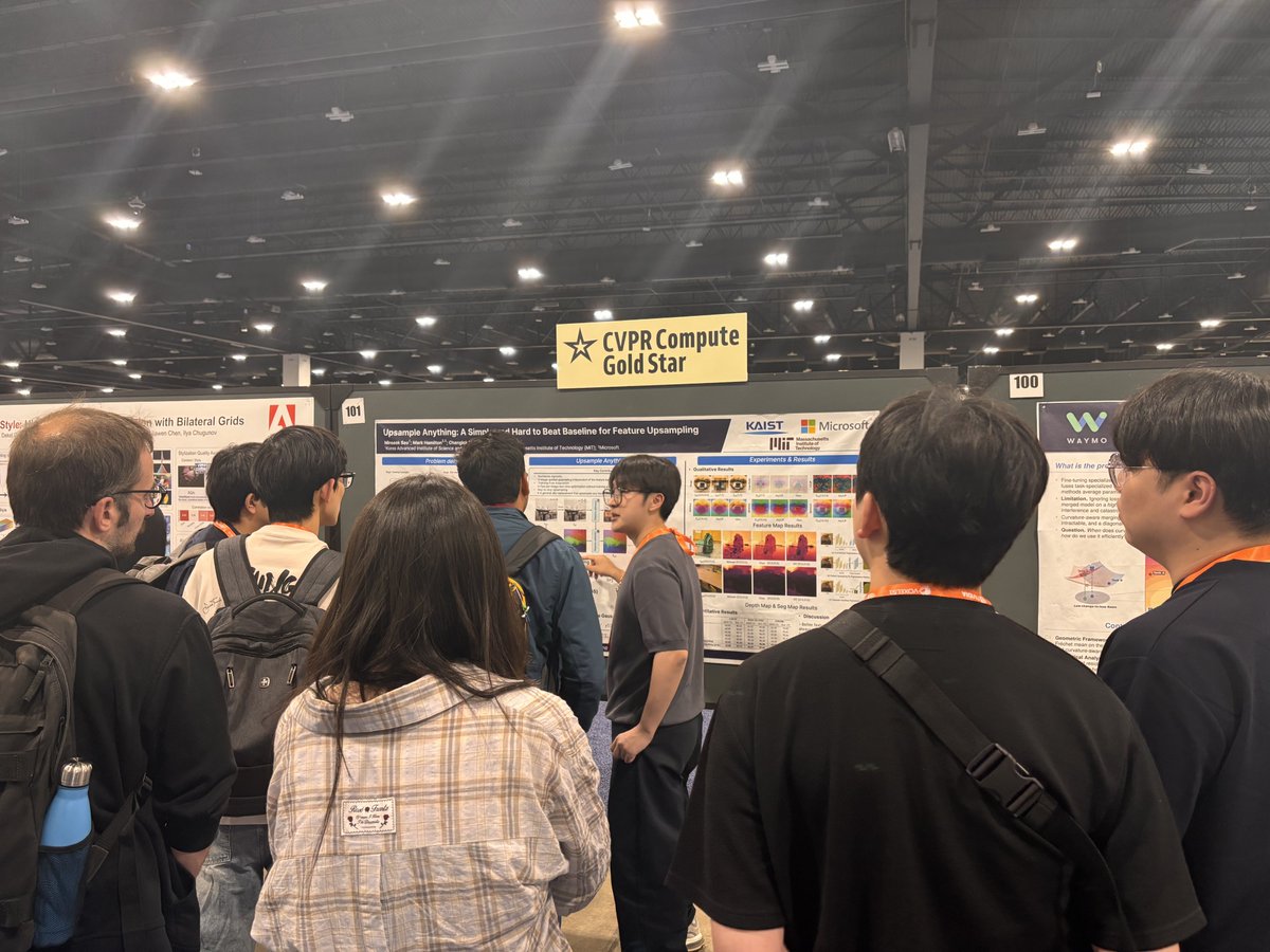 kaistpr's tweet photo. 👀 KAIST, MIT, and Microsoft developed Upsample Anything, a training-free AI technology that restores high-resolution visual details while improving GPU memory efficiency by up to 16×. Presented at CVPR 2026. https://t.co/D0QSPvPgja