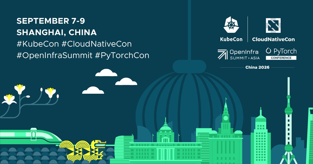 PyTorch's tweet photo. The schedule is now available for KubeCon + CloudNativeCon + OpenInfra Summit + PyTorch Conference China, September 7-9 in Shanghai.

AI is transforming how we build, deploy, and operate technology. Open source is making it possible. The agenda features engineers, maintainers, researchers, and technology leaders advancing cloud native infrastructure, open infrastructure, and AI.

Explore the sessions: https://t.co/PV5nDI4JTV

@CloudNativeFdn, @openinfradev 

#PyTorchCon #KubeCon #CloudNativeCon #OpenInfraSummit