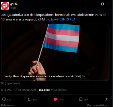 mmmmpppppoooo's tweet photo. Quando vi essa notícia imediatamente lembrei de uma seção de comentarios cheio de gente que negava com unhas e dentes que tem gente que defende "crianças trans" e alterações corporais. 
Nem com a realidade na cara eles conseguem entender https://t.co/eYYsqSI8z6