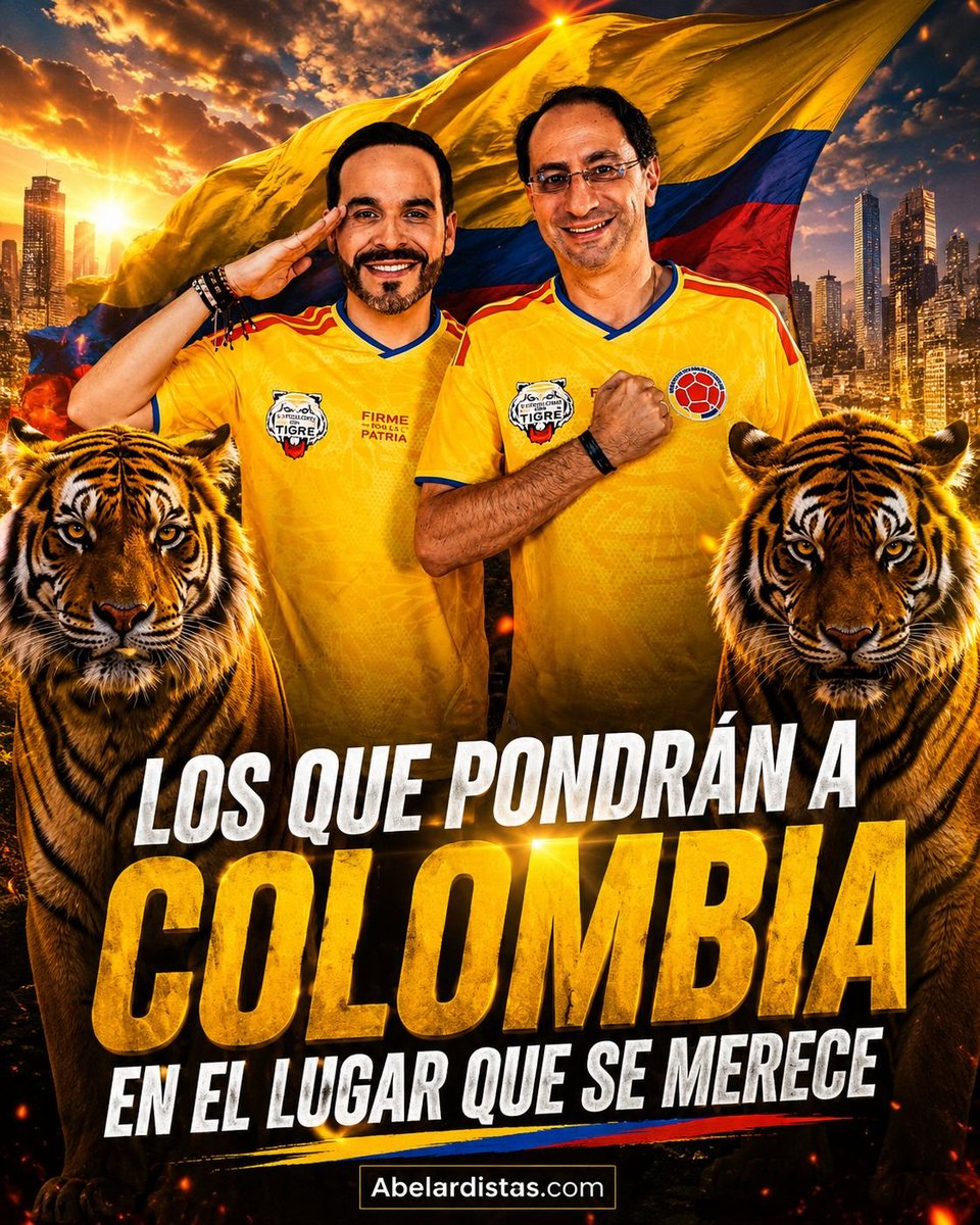 Esparta_p's tweet photo. Ellos son los que pondrán a Colombia en el lugar que se merece. Firme por la patria, con la fuerza del tigre y la camiseta puesta por el país. El 21 de junio salimos masivamente a votar. No es promesa, es compromiso. #Abelardistas #SiGanaElTigreGanaColombia 🇨🇴🐯
#AbelardoSeráPresidente