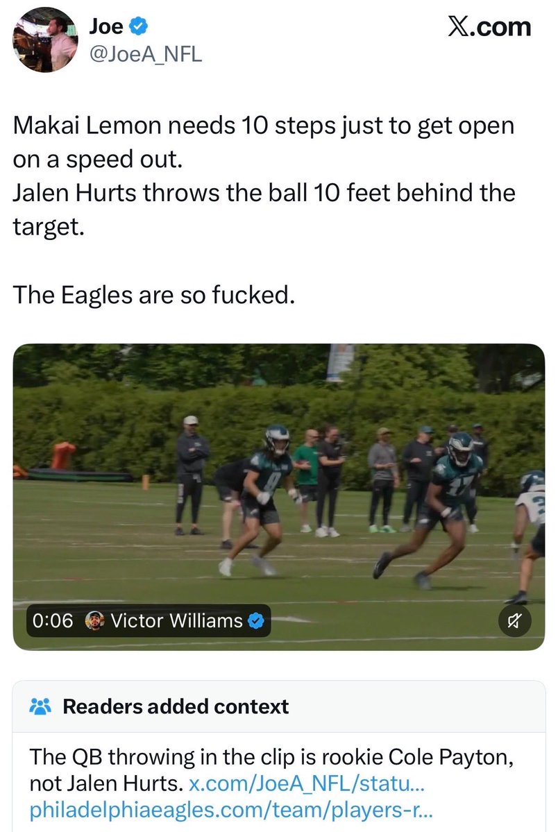 OTR2Victory's tweet photo. 🚨BREAKING🚨

The white, left-handed, rookie quarterback, is in fact, NOT Jalen Hurts https://t.co/IttLxbUzql