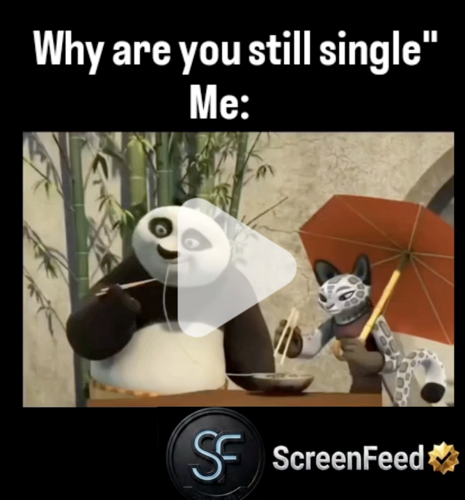 CATlxxx's tweet photo. https://t.co/cJW3XzMNk3
Kung Fu Panda
This relatable meme captures the chaotic essence of why some of us are still single, featuring the iconic Po from *Kung Fu Panda* accidentally turning a romantic noodle-sharing moment into a high-stakes, accidental martial arts disaster. While his companion leans in expecting a classic *Lady and the Tramp* moment, Po’s aggressive slurping leads to a head-on collision, culminating in him unintentionally trapping her face in a bamboo flute and sending her flying backwards. It’s the ultimate comedi