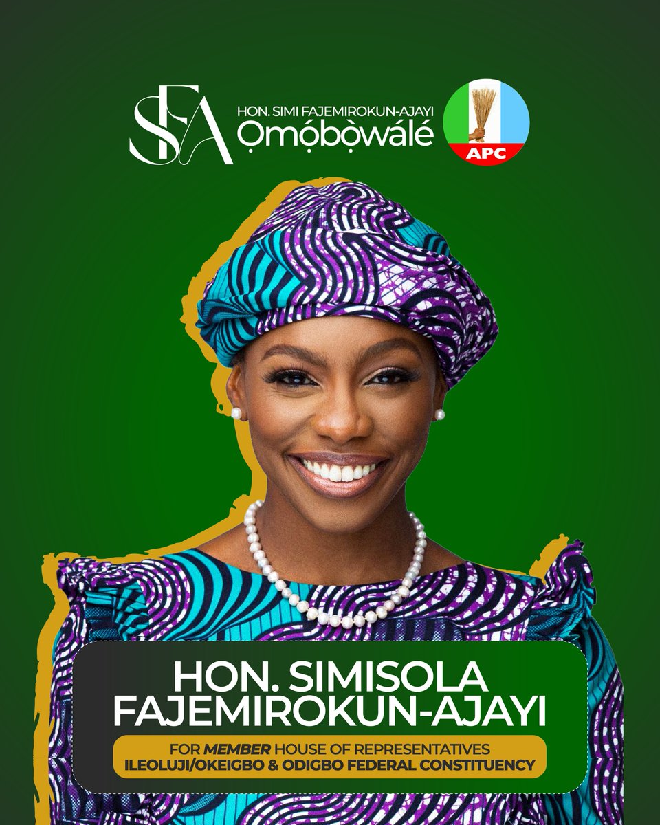 Simi4Reps's tweet photo. Born of This Land. Built for This Moment.

Hon. Simisola Fajemirokun-Ajayi carries the blood of Okeigbo, the heart of Ileoluji, and the trust of Odigbo. Three communities. One voice. One mission.

From the corridors of National government to the grassroots, she has served with excellence and purpose. Now she is coming home, to serve the people who shaped her.

This is not just politics. This is destiny meeting duty.

Ileoluji. Okeigbo. Odigbo. One Constituency. One Ọmọ́bọ̀wálé.

Ọmọ́bọ̀wálé2027

#Simi4Reps #Omobowale27