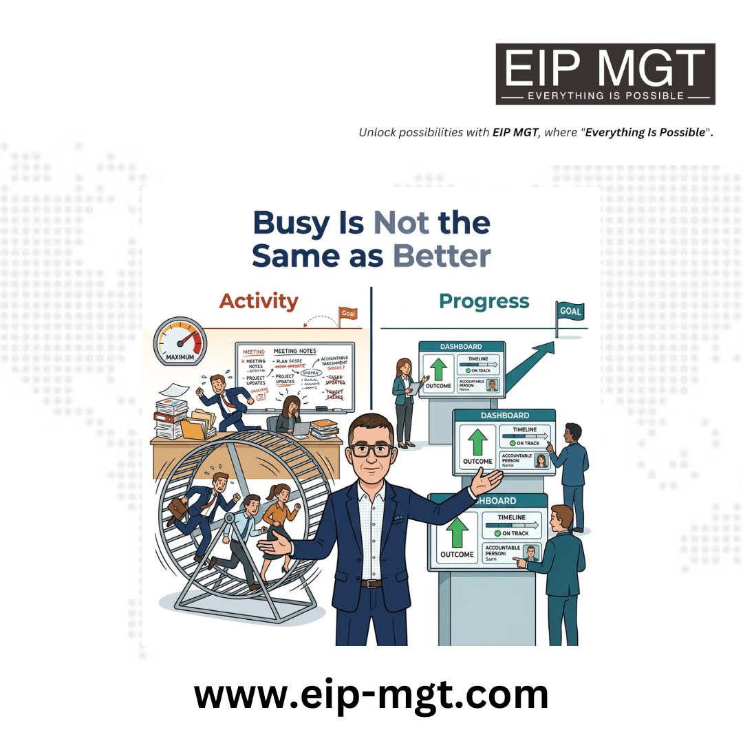 eipmgt's tweet photo. Outcome indicator. Time horizon. Named accountability. Without all three, you have activity — not progress. #EIPMGT #everythingispossible https://t.co/q7GHZnhNXm