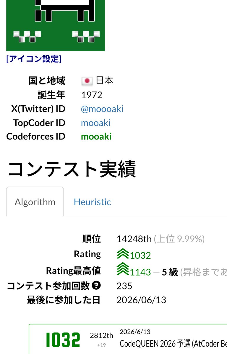 moooaki's tweet photo. (いやまあ、上位何%っていっても下をどこまで含めるか次第な気がするし、励みにはなるかもだけど…)
↓
自分のを見に行く
↓
うおおお 9.99！これは死守したい！！ https://t.co/lDCKEUmIzb