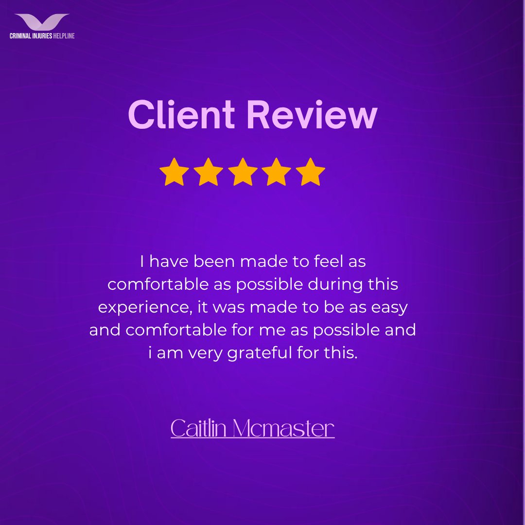 Crim_Injuries's tweet photo. Thank you, Caitlin, for sharing your review.
Being treated with care and made to feel comfortable can make a difficult process feel less overwhelming.
#ClientReview #VictimSupport #CICASupport #SupportIsAvailable #ThankYou https://t.co/E7CfKBJXRE