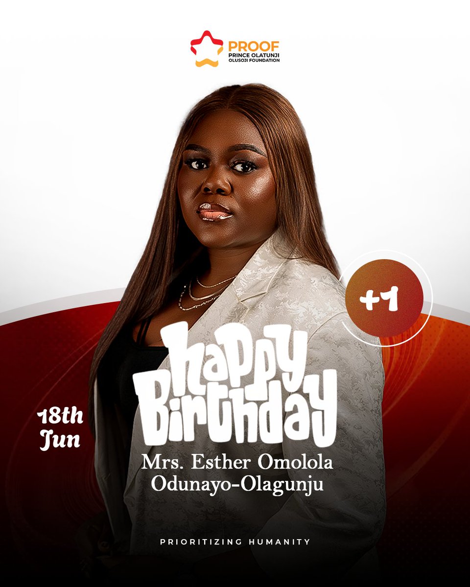 prince4humanity's tweet photo. Happy Birthday, Mrs Esther Odunayo-Olagunju 💐
We are wishing you a very Happy Birthday filled with joy, peace, and countless blessings. 
We appreciate all you do for PROOF Foundation 
May this new chapter bring you happiness and success in all you do. 🎂✨ https://t.co/soNi39GaDA