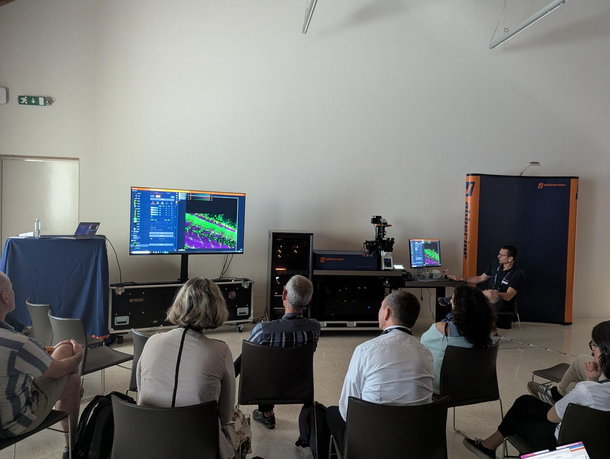 Abberior's tweet photo. Yesterday's workshops at #ELMI were a great success – thank you to everyone who joined us for the lively exchange.
🔬 Today is the final day of workshops at #ELMI – and your last chance to join our session:
MIRAVA Imaging Across Scales: Streamlined Workflows for Complex Biological Samples
Come by to learn how imaging across scales—from millimeters to nanometers—can be integrated into one streamlined workflow. Bring your questions, discuss your imaging challenges with our team, and see the #MIRAVAPOLYSCOPE in action.
We look forward to welcoming you to our workshop and seeing you at the #abberior booth.