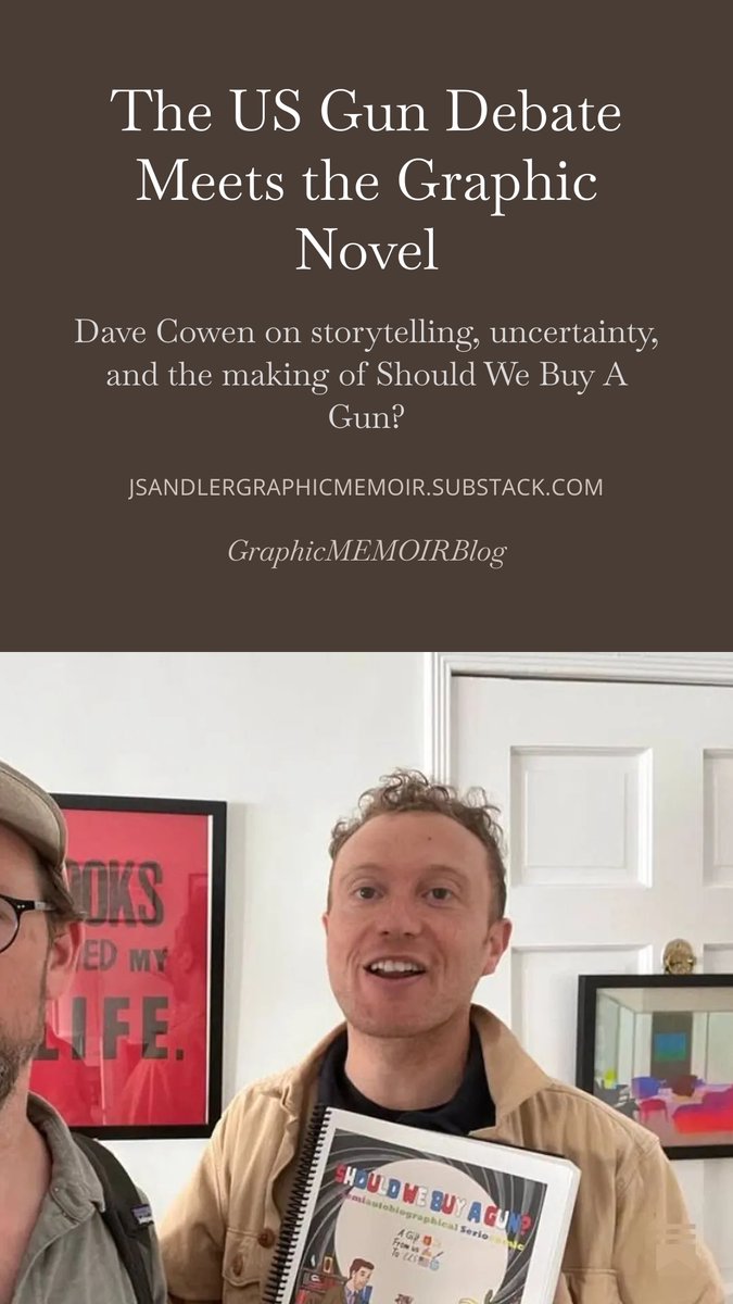 jsandler1978's tweet photo. I spoke with Dave Cowen about Should We Buy A Gun? — a graphic novel exploring marriage, uncertainty, and the US gun debate.

https://t.co/9KSfG0QAs1 https://t.co/MOdJJDQT1m