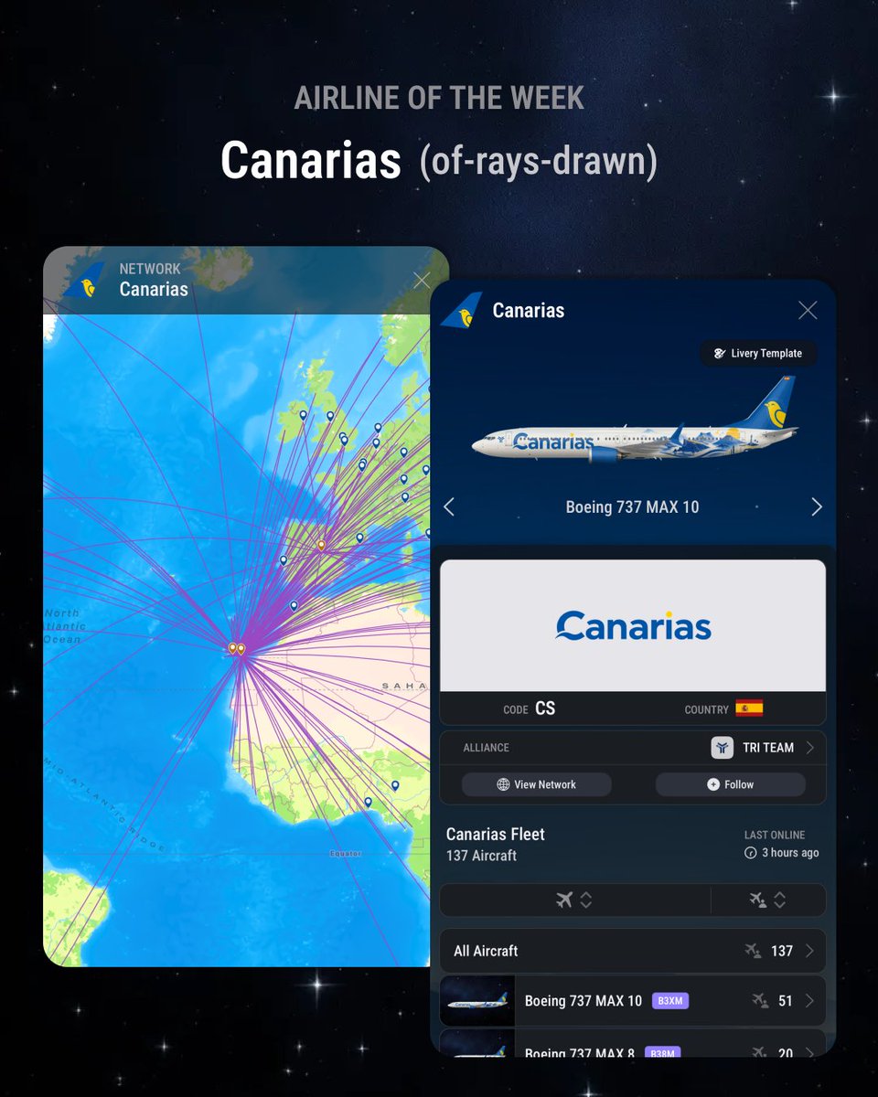 airline_sim's tweet photo. ✈️ AIRLINE OF THE WEEK ✈️ Jun.18th

🇪🇸 Canarias
Tag: of-rays-drawn
Hub: Gran Canaria Airport

🇵🇭 AirSWIFT
Tag: feet-total-instance
Hub: El Nido Airport

🇳🇴 Norse Air
Tag: list-clearly-seldom
Hub: Oslo Gardermoen Int'l Airport https://t.co/imOdWIheVB