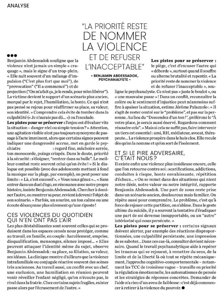 palazz06's tweet photo. Merci à @Psychologies_  pour cette mise au point concernant la violence au quotidien, entre psychanalyse et TCC 🙏 https://t.co/3Q2eOmsh45