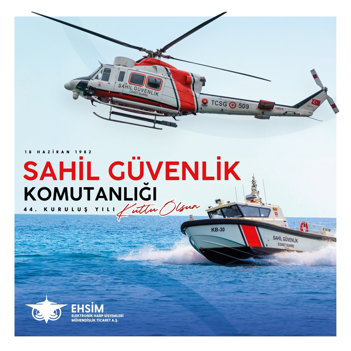 EhsimResmi's tweet photo. Ülkemizin denizlerdeki güvenliğinin teminatı olan, Mavi Vatanımızın korunması için büyük bir özveriyle görev yapan Sahil Güvenlik Komutanlığımızın 44. kuruluş yıl dönümünü kutluyoruz. https://t.co/mLUsGddKd6