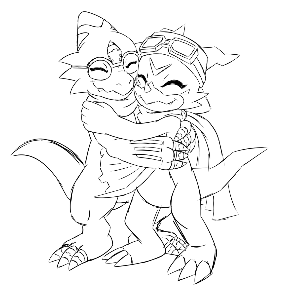 waitochan's tweet photo. More Vmon and Monodramon ocs sketches comms* for neil the normal person 
#digimon #fanart #デジモン https://t.co/MLss4uFVku