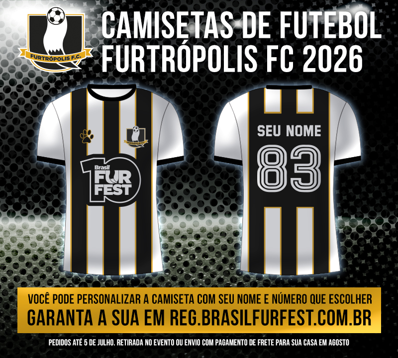BrasilFurFest's tweet photo. ⚽️ A CAMISETA DO FURTRÓPOLIS FC 2026 JÁ ESTÁ À VENDA! ⚽️

🛒 Garanta a sua em: https://t.co/EEqHXrBICG

Vocês pediram e ela voltou!!!
Em comemoração aos 10 anos da Brasil FurFest, trazemos de volta um clássico: a camisa do Furtrópolis FC, uma homenagem à Brasil FurFest 2019. 🐾🤍🖤💛

✨ Camiseta DryFit sublimática ✨ Personalização nas costas com nome (até 12 letras) e número de 2 a 99 

💰 Valor: R$ 90,90 
📏 Tamanhos plus size possuem acréscimo

🏨 Retirada na Brasil FurFest 2026 
A opção padrão é receber sua camisa na Loja da Brasil FurFest durante o evento.

📦 Envio para casa (em agosto)
Também é possível solicitar envio pelos Correios. O valor do frete será adicionado na sua compra e as camisetas serão despachadas na segunda quinzena de agosto.

⏰ Pedidos até 5 de julho, às 23h59 (não haverá adiamento)

Vista as cores do Furtrópolis FC e celebre uma década de histórias da Brasil FurFest! ⚽️

Brasil FurFest
Amigos para Sempre