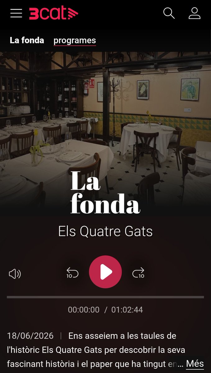 decuina's tweet photo. Avui a #LaFonda de @som3cat parlem d'un històric de la ciutat: Els quatre gats amb en @pepnogue
▶️▶️▶️
https://t.co/nTyt0LxGeI https://t.co/oGamB0w5bf