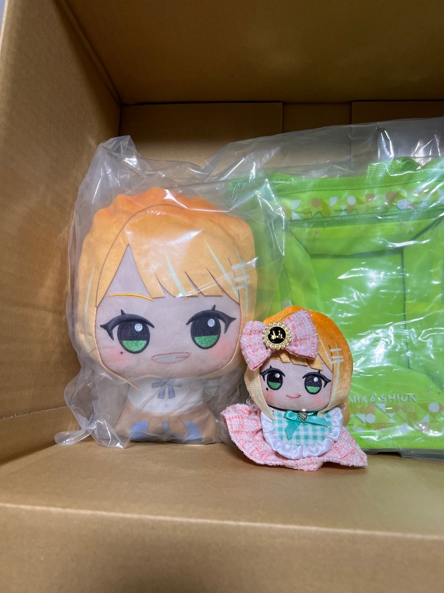 CharuP100's tweet photo. ぎゃああああああかわいいいいい
長旅お疲れさまぁぁ
アンタらもうウチの子よ！！！！

プレバンより
【学園アイドルマスター 
もふぐっと ちびぐるみ＆バッグセット 清夏 手毬 ことね】
着弾しました

通常のちびぐるみ清夏と比較して...
マジでデカい
でかぐるみ

#初星学園ぬいぬい部 https://t.co/WSzREN5KTD