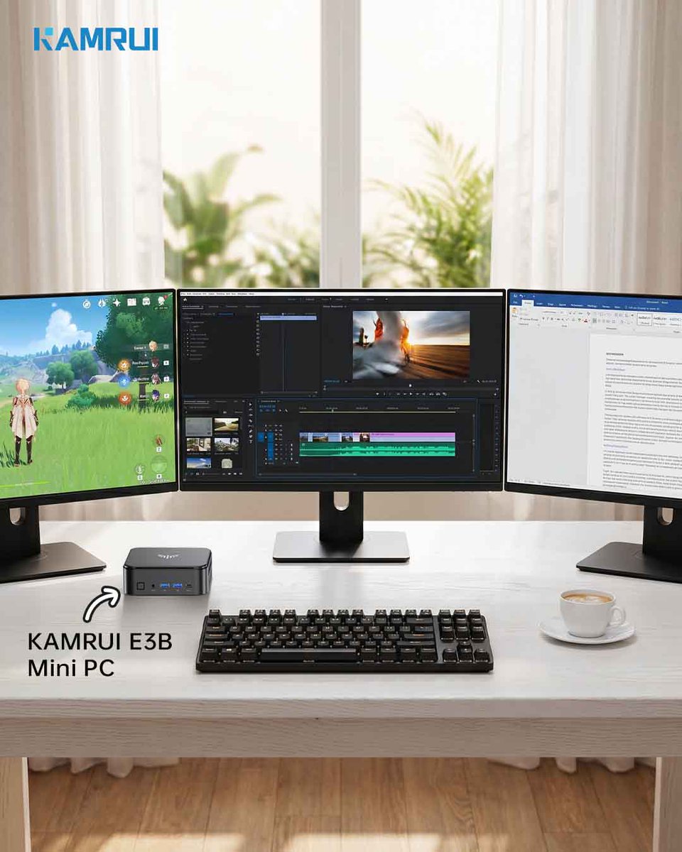 kamrui_minipc's tweet photo. Compact design, triple-screen productivity! 💼 The KAMRUI E3B Mini PC supports 4K triple-display output, letting you organize tasks across screens without constantly switching windows.

Learn more 👉 https://t.co/lXCqCaweuC

#kamruipc #kamruiminipc #computer #minicomputer https://t.co/eB88Uj5QkC