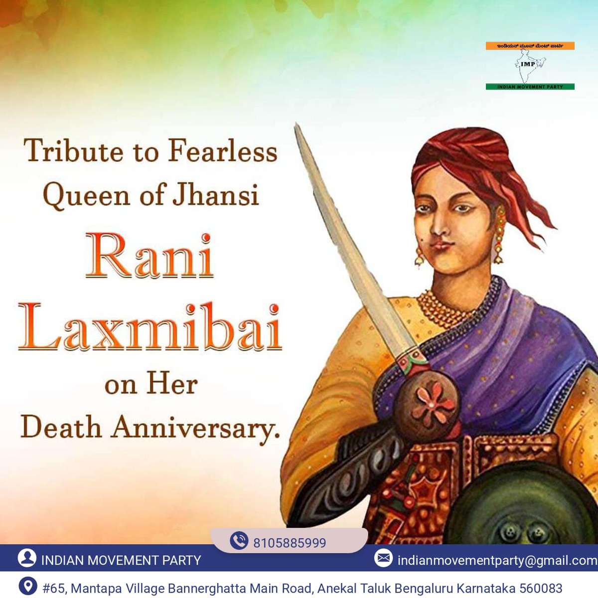 IMParty2023's tweet photo. Remembering the brave warrior queen Rani Lakshmibai on her death anniversary (18 June). Her courage, sacrifice, and unwavering spirit in the fight for India's freedom continue to inspire generations. 🌺
#RaniLakshmibai #JhansiKiRani #DeathAnniversary #IndianHistory  🇮🇳🙏🌺 https://t.co/NYfhknfGEs