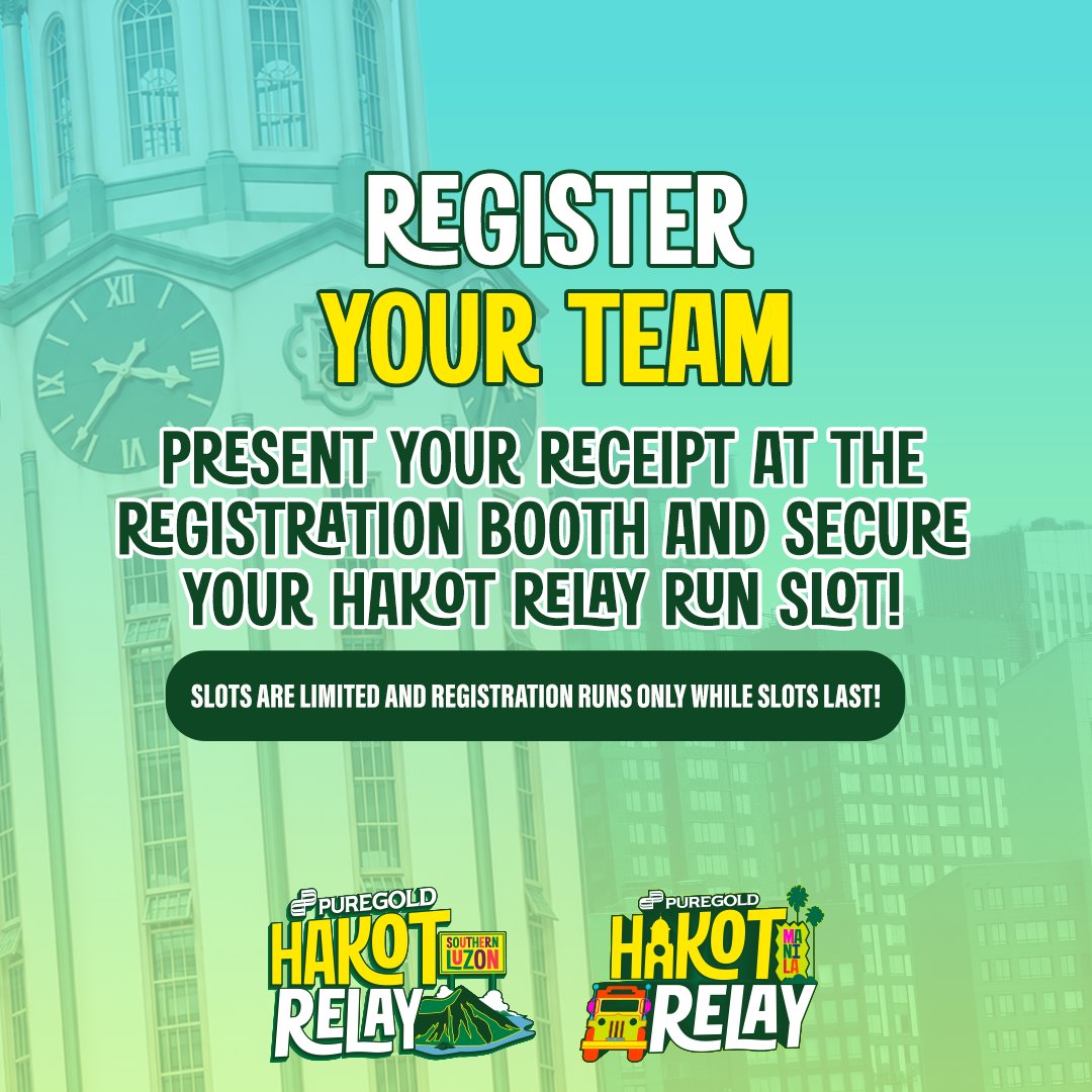 Puregold_PH's tweet photo. Ito na ang most awaited takbuhan at hakutan! 🛒 🏃💨

Prepare your wallets and carts, dahil 9 days to go na lang until 𝗛𝗮𝗸𝗼𝘁 𝗥𝗲𝗹𝗮𝘆 𝗦𝗼𝘂𝘁𝗵 𝗮𝗻𝗱 𝗠𝗮𝗻𝗶𝗹𝗮 𝗥𝗲𝗴𝗶𝘀𝘁𝗿𝗮𝘁𝗶𝗼𝗻! I-register na ang inyong team this June 27 at Puregold participating stores.  

We can’t wait for your paldo moments again. Kitakits, mga ka-Puregold! 😉

📍Hakot Relay Southern Luzon – September 19 at Vermosa Sports Hub, Imus City, Cavite
📍Hakot Relay Manila – December 5 at Burnham Green, Luneta

#PuregoldHakotRelay #AlwaysPanalo