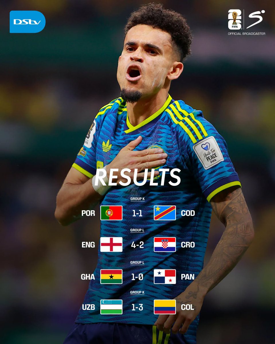 DStvNamibia's tweet photo. A draw for Portugal, a win from England and three points for Africa from Ghana! 🇬🇭🌍 

It was busy evening &amp; morning at the 𝐅𝐈𝐅𝐀 𝐖𝐨𝐫𝐥𝐝 𝐂𝐮𝐩 𝟐𝟎𝟐𝟔 🏆⚽

#EverythingCanWait #DStvFIFAWorldCup2026 https://t.co/FOfwMEE1DV