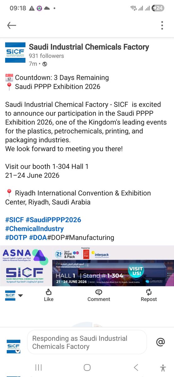 sicf_saudi's tweet photo. #SICF
#DOTP
Just us at stand 1-304 at Saudi PPPP from June 21 - 24. https://t.co/5M110337Xv