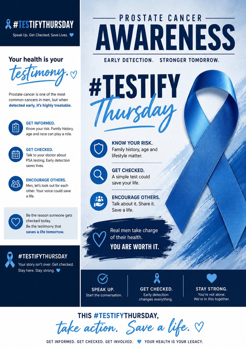 Ballstocancer's tweet photo. #TestifyThursday time to improve your knowledge of signs of prostate cancer #prostatecancer #prostatecancerawareness https://t.co/iTyjBsGUtC