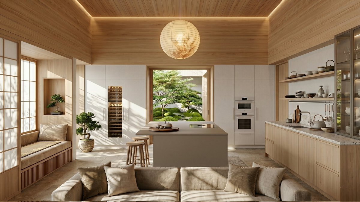 kitchenarchi's tweet photo. "The Nara Sanctuary" Japandi Minimalist Kitchen #interiordesign https://t.co/uaYDooWWEg