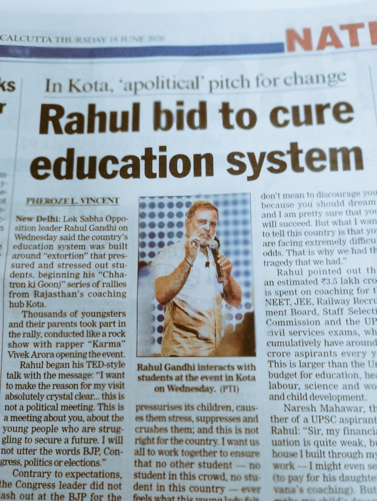 PranabC74013869's tweet photo. Rot has set in our education system...
No educationist is given the responsibility.
The education minister is little -worried or lacks minimum quality to stem the rot and set it right..
#Elect an educated PM. https://t.co/EqZoyMo2eB
